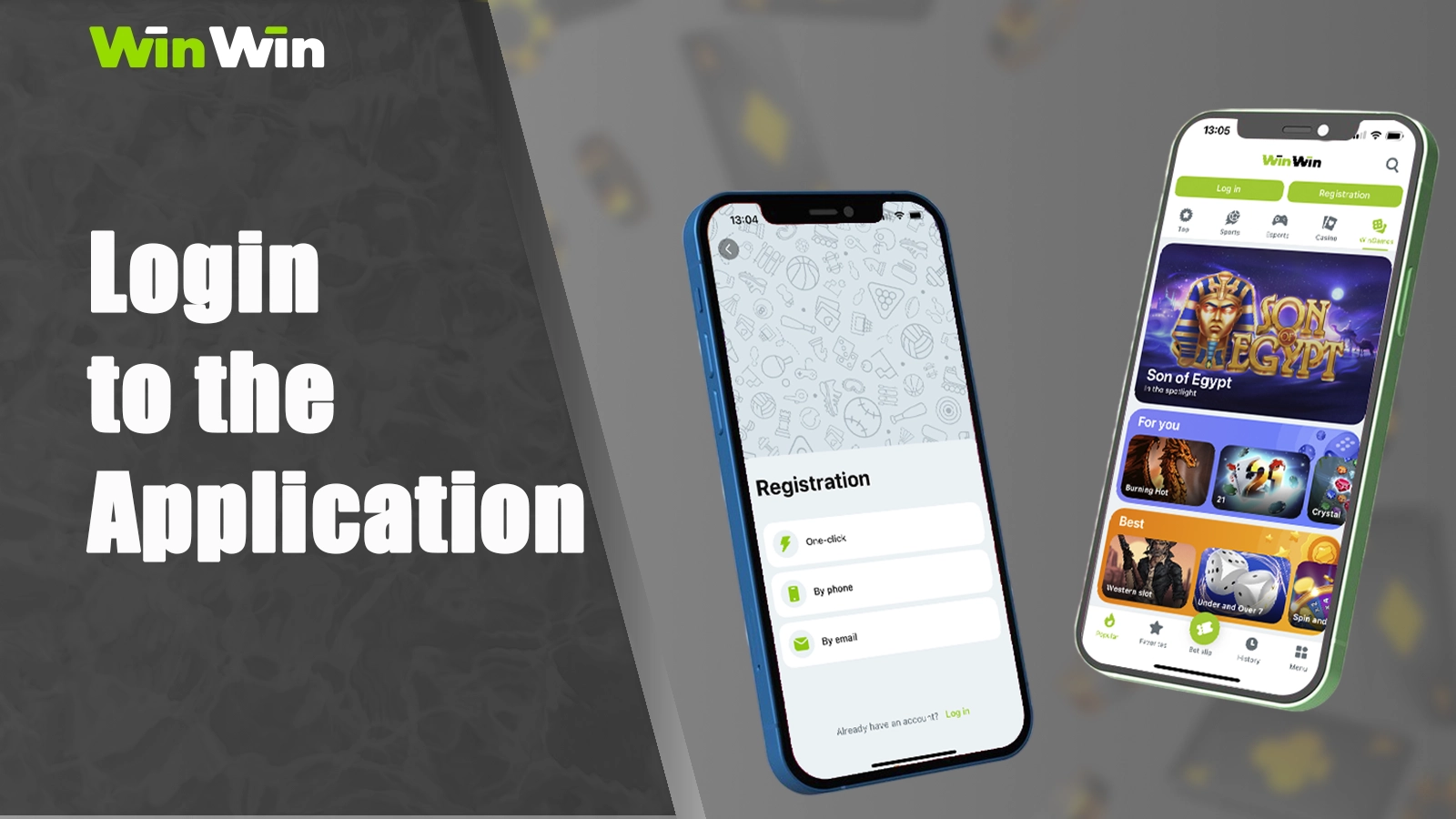 Authorization in WinWin App: by phone, email or in one click, access to bets after authorization
