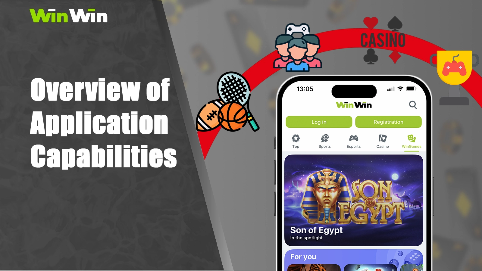 All the features of the WinWin app - sports, casino and exclusive games