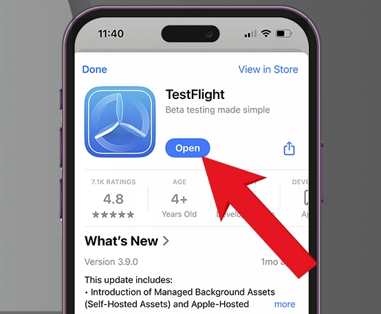 Step 2, Download TestFlight from the App Store